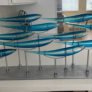 Dale Tiffany Blue and Silver Glass Art Sculpture